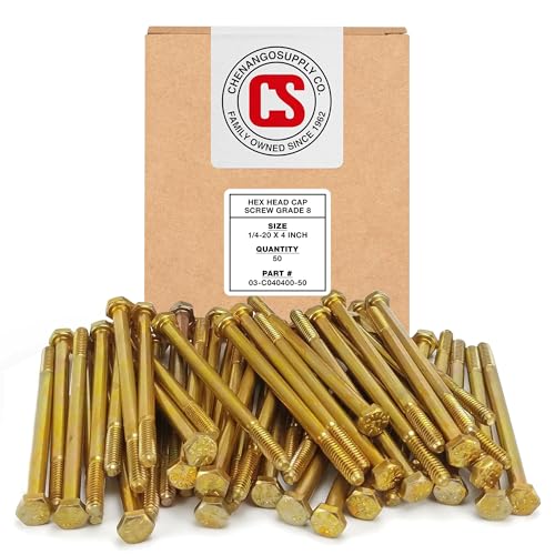Chenango Supply 1/4-20 x 4 Inch Grade 8 Hex Head Bolts