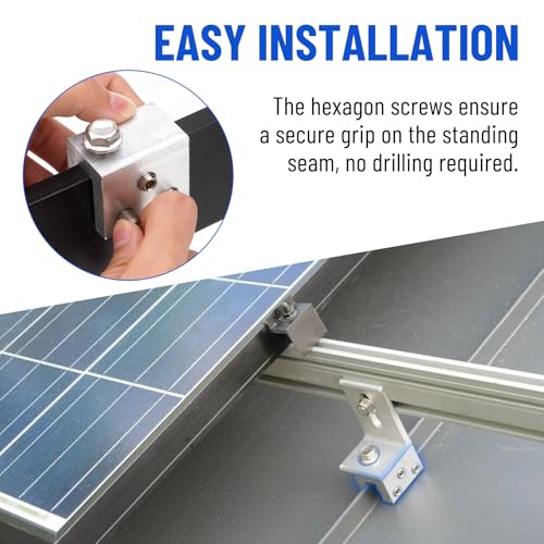 Image of 6PCS Standing Seam Roof Clamps | Metal Roof Fixing Clamp Brackets for Solar Panel Module Installation, Starlink Base, Heat Cable and Snow Guard Attachment
