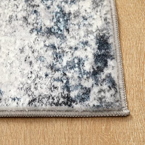 Area Rug Living Room Rugs: 3X5 Indoor Abstract Soft Fluffy Pile Large Carpet With Low Shaggy For Bedroom Dining Room Home Office Decor Under Kitchen Table Washable - Gray/Blue #TOP5