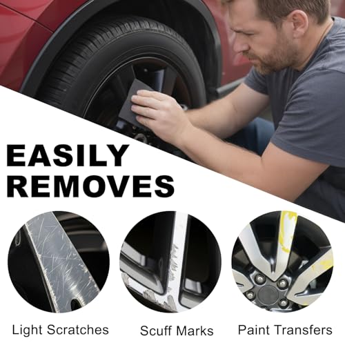 Image of Wheel Scratch Repair Kit | Satin Black Rim Touch-Up Pen 30ml | Basic DIY Kit with Sanding Block, Alcohol Wipes, Masking Tape & Sandpapers | Restore Painted Alloy Wheels