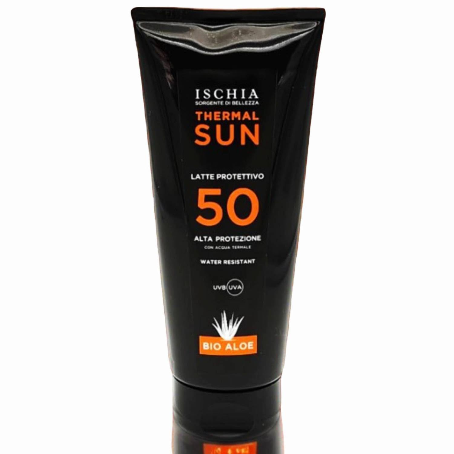 Ischia Sorgente di Bellezza After sun, feuchtigkeitsspendend und beruhigend für Körper und Gesicht, Thermal-Sun, mit Thermalwasser und Aloe Bio-Gel, 200 ml (Aftersun + Sonnenmilch LSF 50)