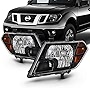 AKKON - Fits 2009-2021 Frontier Extended Crew Cab Pickup Truck [Halogen Style] Black Headlights w/Amber Side Signal Pair
