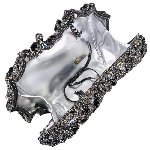 Image of Boutique De FGG Mini Flower Evening Bags For Women Formal,Party Rhinestone Clutch Purses,Wedding Floral Crystal Clutch Bag
