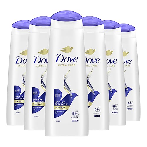 Dove Shampoo Intensiv Reparatur für strapazierte Haare mit Smart Repair System 250 ml 6 Stück, Unparfümiert