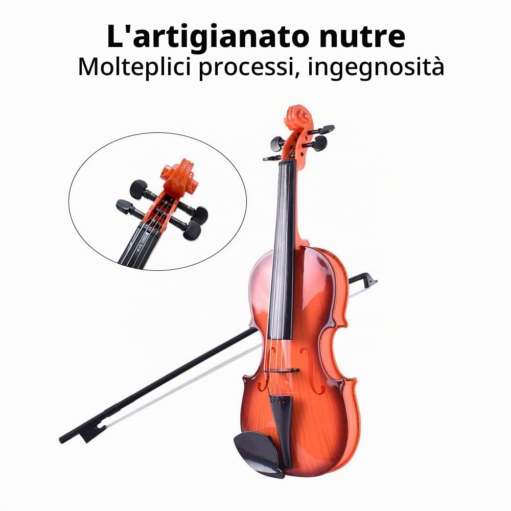 HUIOP Violino simulato Pratica musicale Violino per principianti Kit di violino Strumento musicale Squisita fattura Puntelli per prestazioni Regali Corde regolabili