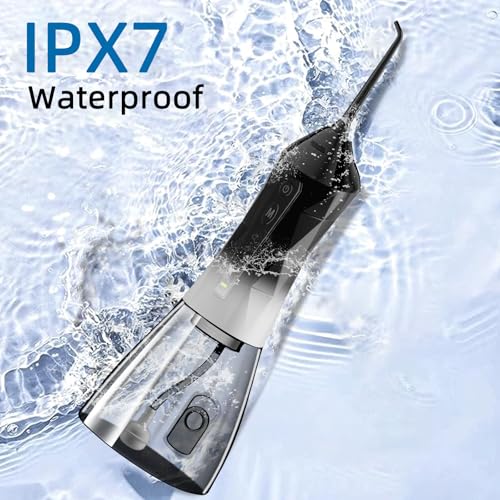 Zahnseide für Wasser: Tragbare, schnurlose Munddusche, 320 ml, wiederaufladbarer Reisebewässerungsreiniger mit 5 Zahnseidespitzen, IPX7 wasserdichte elektrische Zahnseidemaschine für die Zahnreinigung – Bild 6