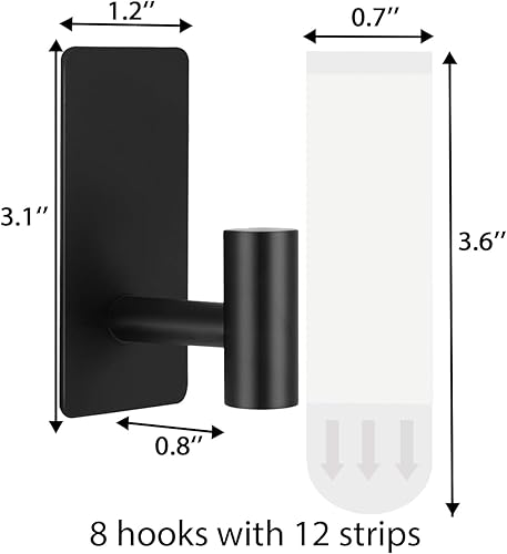 Miniatura 5 de 8 ganchos para toallas resistentes para colgar, ganchos adhesivos de pared con tiras extraíbles, adhesivos sin daños, para exteriores, para baños,