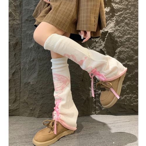 Image of XEPST Leg Warmers Kawaii Socks Flared Leg Warmers for Girls Butterfly Harajuku Japanese Boot Socks