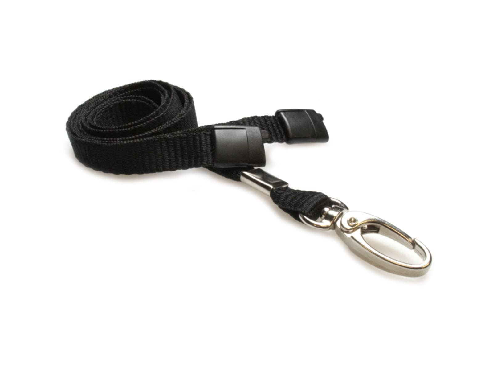 Black Lanyard Neck Strap Lanyards with Metal Lobster Clip and Safety Breakway for ID Card Holder (5X Lanyards)