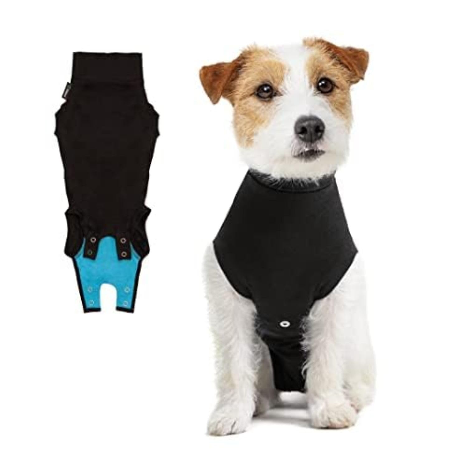 Suitical Recovery Suit for Dogs - Dog Surgery Recovery Suit with Clip-Up System - Breathable Fabric for Spay, Neuter, Skin Conditions, Incontinence - 13.0-16.5 Inches Neck to Tail - XXS, Black