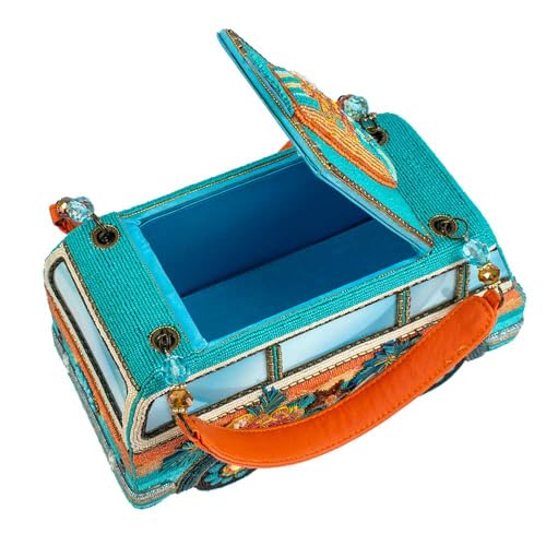 Image of Mary Frances Catch a Wave Beaded Top Handle Surf Van Handbag, Multi