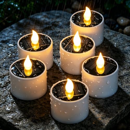 Yakpo 6 Pack Outdoor Waterproof LED Solar Candles flameless Tea Lights