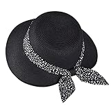 Straw Sun Hat for Women Summer Beach Wide Brim UV Protection Hats with Chin Strap Leopard Black Floppy Foldable Packable Ladies Fashion Cute Travel UPF 50 Cap sombreros de playa para mujer para el sol