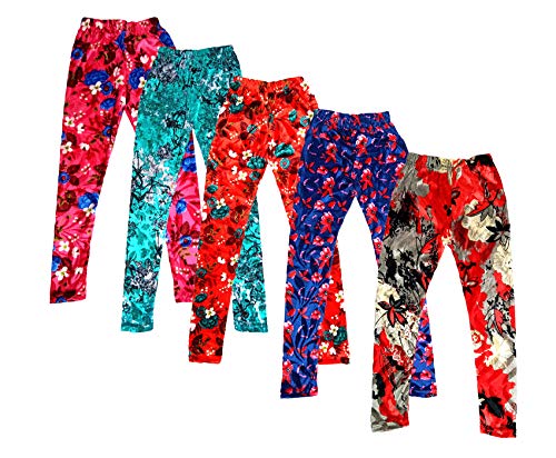 Image of indi weaves Girls Printed Velvet Leggings Pack of 5