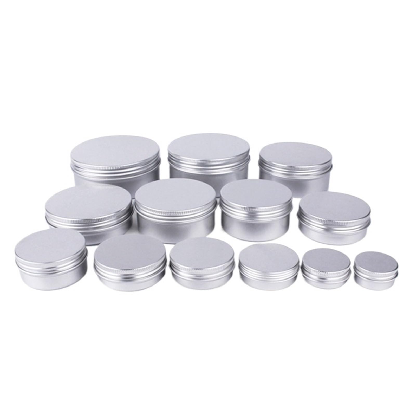 Kleine Dosen mit Deckel, Aluminium-Blechdose, 40 Stück, silbrige runde Metallbox, Leere Kosmetikbehälter, 5 ml, 25 mm x 15 | 60ml 68mmx25mm