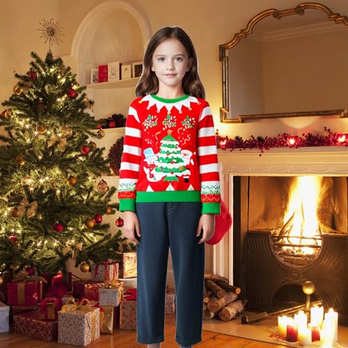 Kids Ugly Christmas Sweatshirt For Boys Xmas Pullover Tree Santa Long Sleeve Crew Neck Sweater Holiday Clothes4