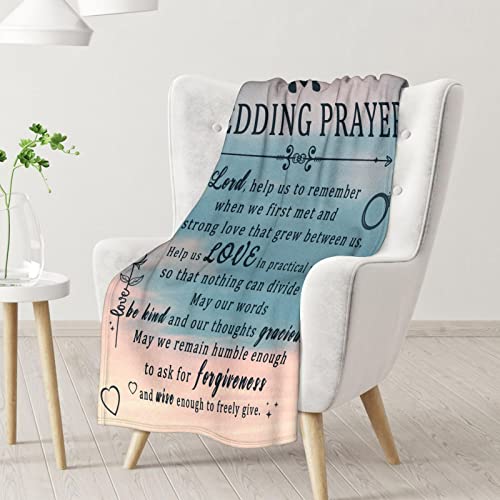 Wedding Throw Blanket - Soft, Fuzzy & Warm - 60x80 Inches Marriage Prayer Blankets for Bride, Groom - Vintage Throws Gifts for Newlywed Couples