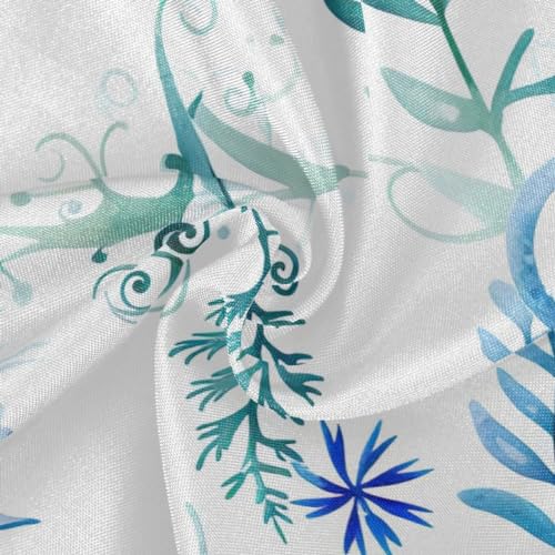 Wajiw 60 Inch Indoor Outdoor Round Tablecloth with Umbrella Hole and Zipper Waterproof Patio Table Cover for Camping Dining Room Party Outdoor Picnic,Seahorses