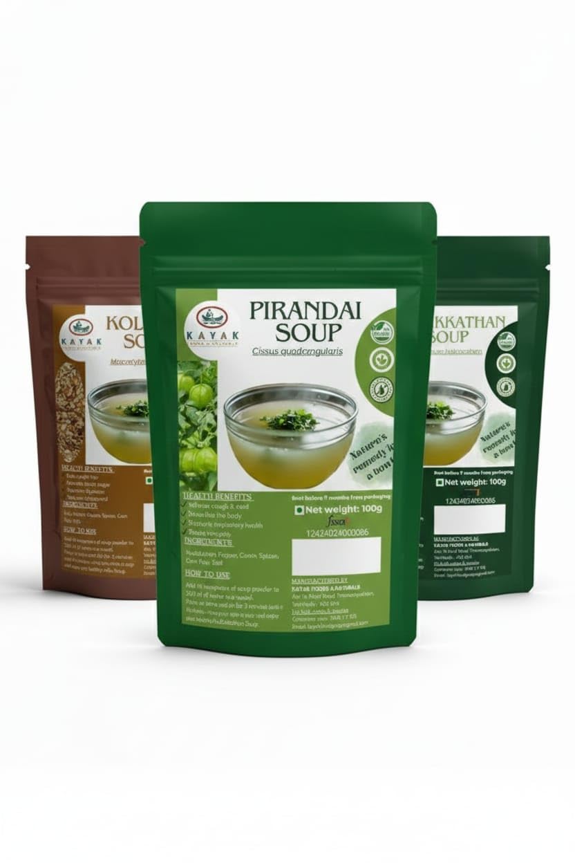 Kayak Vital Energy Boost Trio | Mudakkathan, Pirandai, Kollu Soup Mix | Strength Support, Joint Comfort & Daily Activeness | 3×100g Herbal Combo