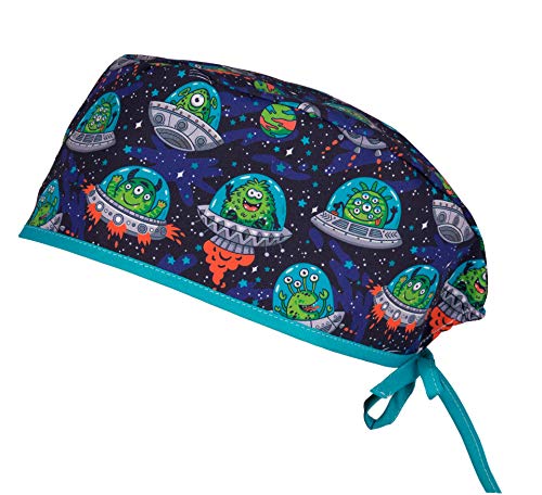 PILUCAPS, Gorro quirófano Pelo Corto Modelo UFO Ajustable con Tiras de Atar para Mujer y Hombre 100% algodón