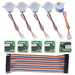kuman Stepper Motor Compatibel met ArduinoIDE 5 sets 28BYJ-48 ULN2003 5V Stepper Motor + ULN2003 Driver Board + Dupont Draad 40pin Mannelijk naar Vrouwelijk Breadboard Jumper Draden Lint K67
