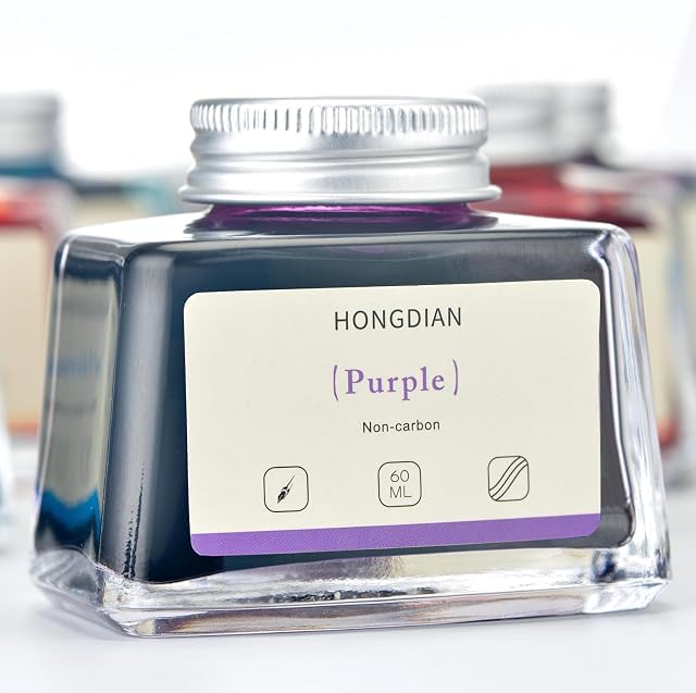 Image of HONGDIAN, Ink Bottle - Non Carbon | Purple | 60ml Premium Writing Ink.