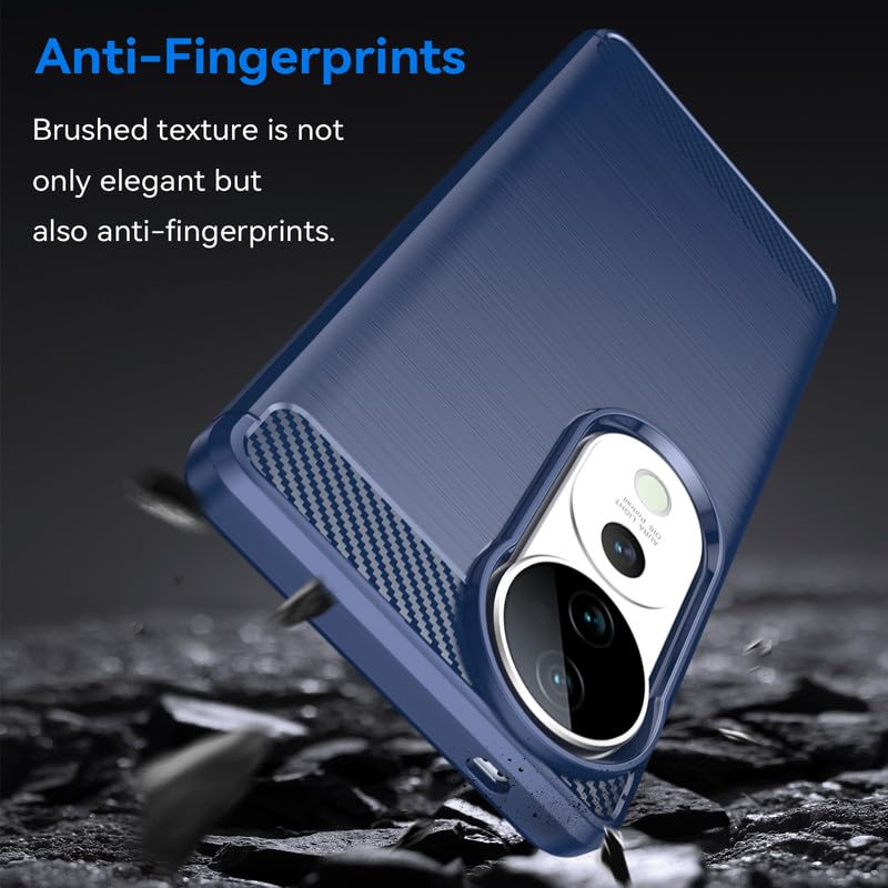Image of Hybrid Carbon Fiber Back Case for Vivo V40, V40 Pro, T3 Ultra 5G (Blue)