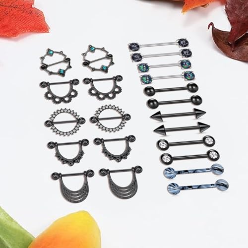 D.Bella 14G Nipple Rings Opal CZ Nipplerings Piercing Stainless Steel Nipple Straight Piercing Barbell for Women4