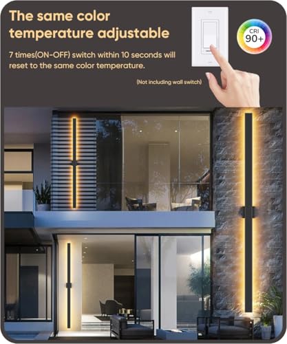 Image of Aipsun 71 inch LED Outdoor Wall Light, Modern Black Exterior Lighting Fixture