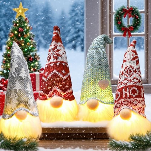 Jiahuade LED Wichtel,4 Stück Weihnachten Deko Wichtel mit LED...