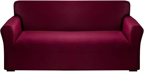 Funda elástica para sofá de 3 cojines, funda antideslizante de color liso, duradero, lavable, protector de muebles para decoración del hogar (L,