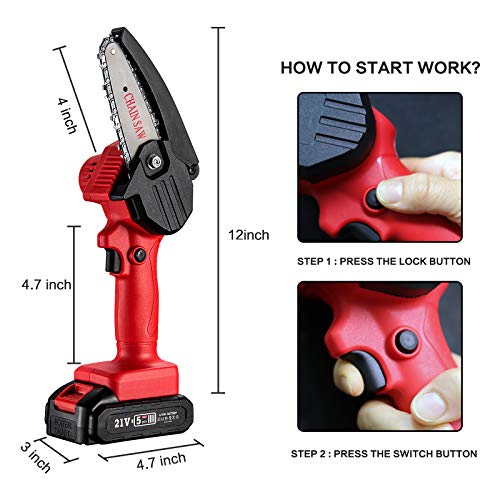 Image of Mini Chainsaw, 4-Inch Cordless Electric Protable Chainsaw With 1Pcs Batteries & Chain Brushless Motor, One-Hand 0.7Kg Lightweight, Pruning Shears Chainsaw For Tree Branch Wood Cutting