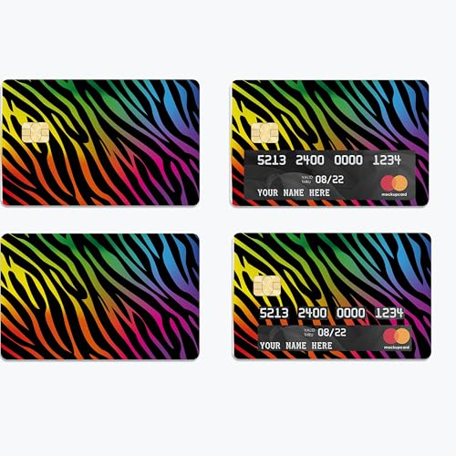 Leopard Card Skin Sticker Compatible for Debit Card, Credit Card,Transportation Card,Key Card, Vinyl Matte Decal No Bubble Protector Skin (Rainbow)