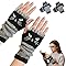 Women’s Knitted Fingerless Gloves – Warm Thick Winter Gloves with Cute Cat Embroidery, Cat Face Design, Cozy Fingerless Mittens for Cold Weather (Black)