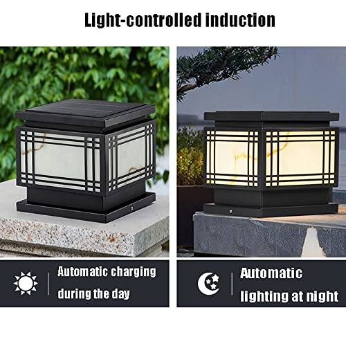 Farol de pilar para exterior en acero inoxidable con poste negro y diseño exclusivo de 10 pulgadas 3