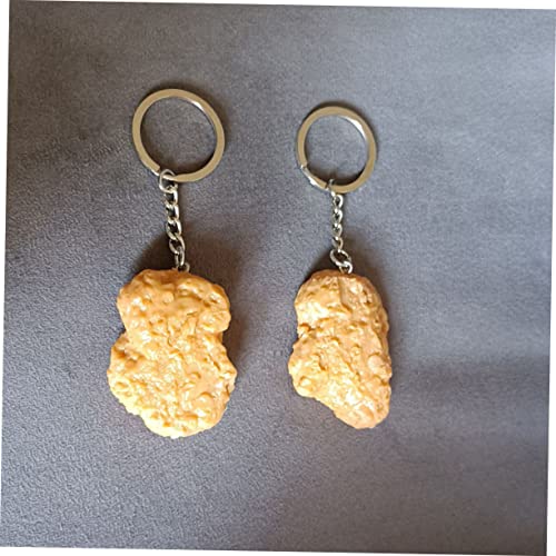 FRCOLOR Simulierter Hähnchen Nugget Schlüsselanhänger Kreativer Schlüsselring für Studenten Lustiges Fried Food Ornament Einzigartiger Anhänger für Schlüssel und Deko
