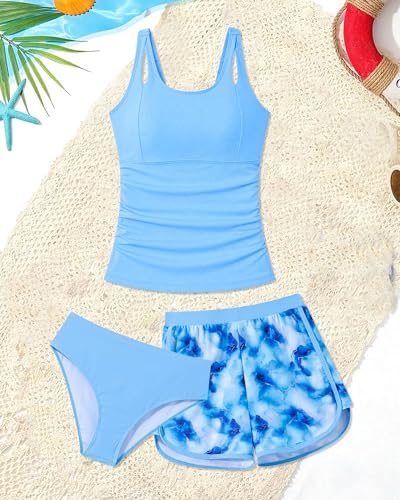 Image of TUONROAD Girls 3pcs Tankini Swimsuit Size 11-16 Bathing Suits for Teens