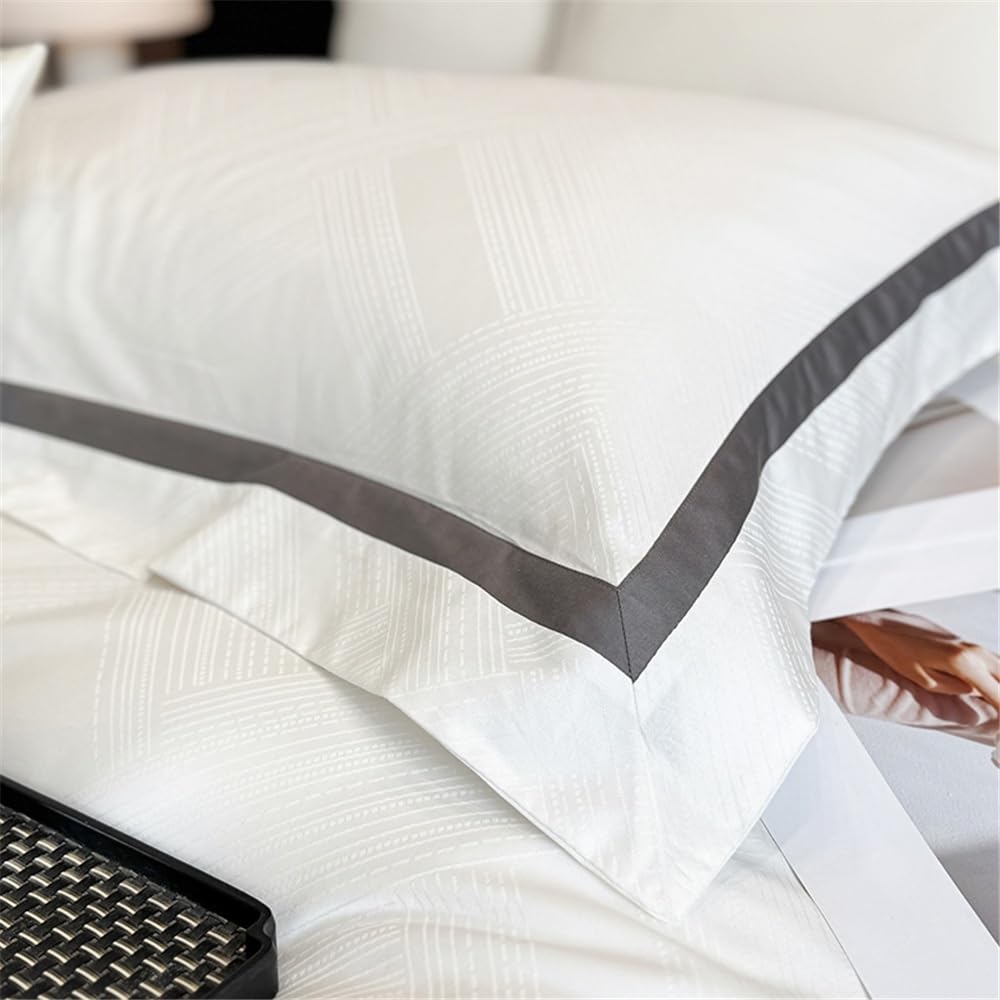 Set copripiumino Set copripiumino di lusso in cotone egiziano 600TC, set biancheria da letto jacquard morbida Set biancheria da letto(Pink,Queen 200X230cm 4pcs)