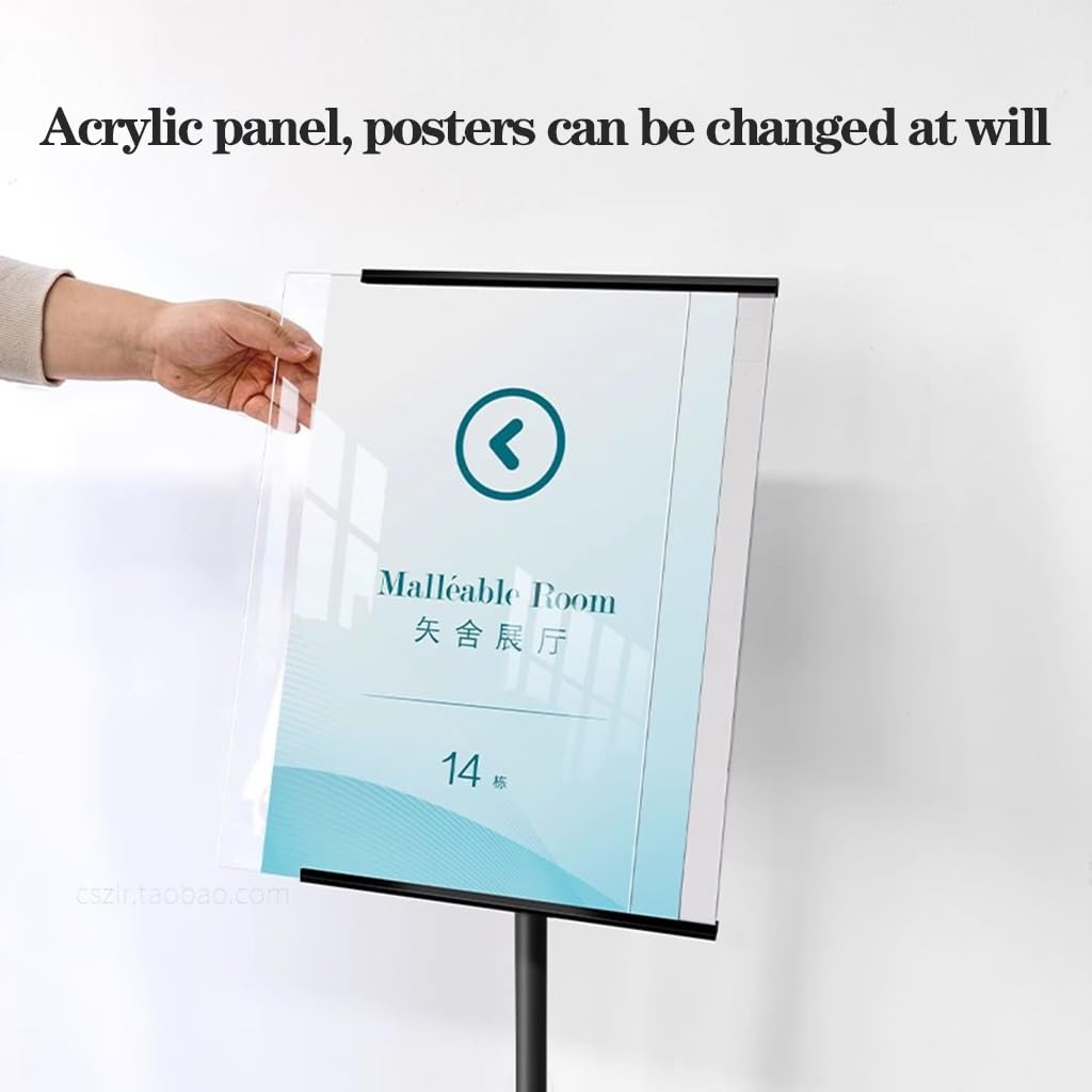 WIGSELBL Support de panneau sur pied en acrylique pour affiche, support réglable pour affichage vertical et horizontal (blanc, A3)