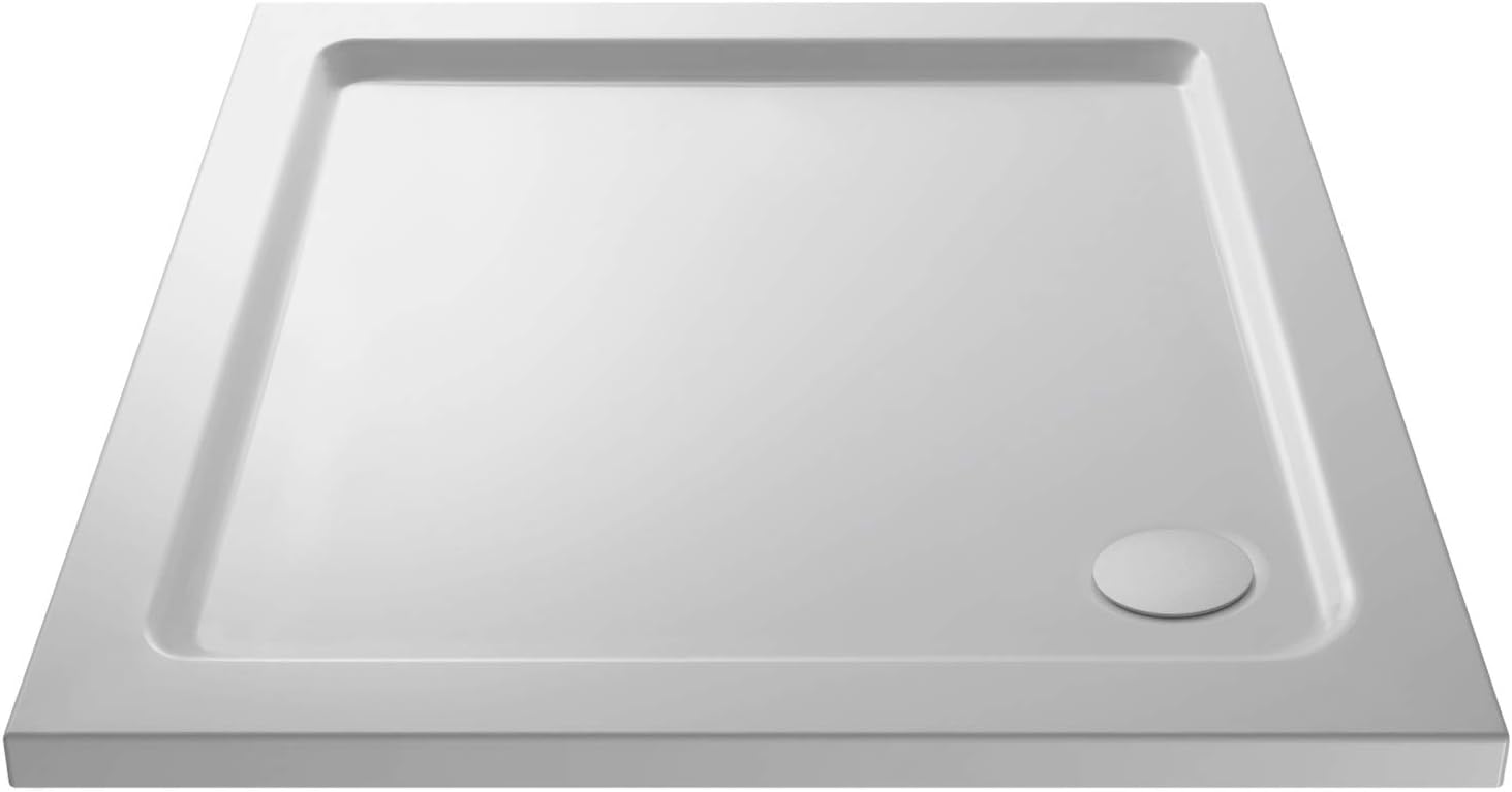 VeeBath Square Shower Tray 700x700mm Stone Resin Tray for Shower Enclosure Bathroom- White