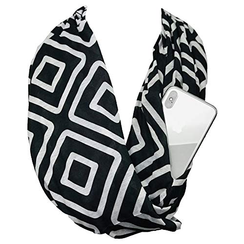 Shop Women's Infinity Scarf with Zipper Pocket, Geometric Pattern