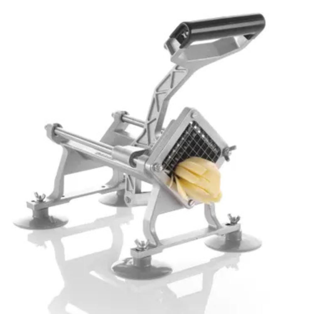 MBH Affettatrice professionale per patatine fritte con lame in acciaio inox. Tagliapatate industriale con 4 lame diverse per l'ospitalità.