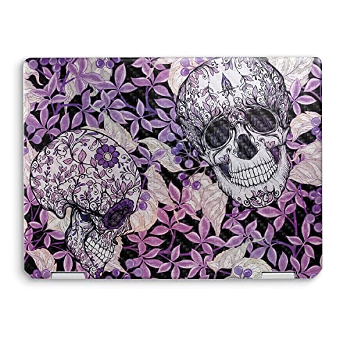 Image of MightySkins Carbon Fiber Skin Compatible with HP Spectre x360 14 inch (2022) Full Wrap Kit - Flower Skull | Protective, Durable Textured Carbon Fiber Finish | Easy to Apply | Made in The USA