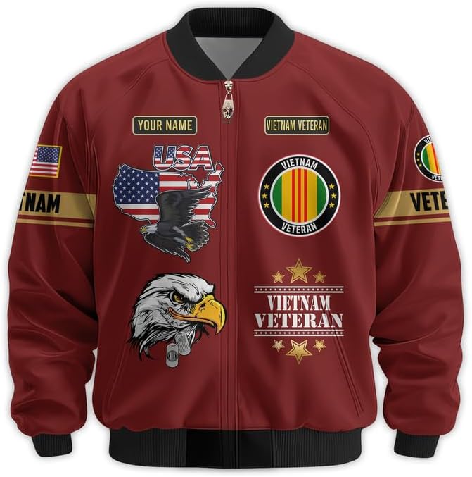 Vietnam Veteran Jackets For Men - Military Men Jacket, Premium Waterproof Coat, Veterans Day Gift, Full Size S - 6XL