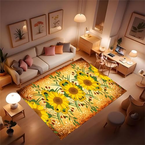 Tapete decorativo de área girasol 4x5 pies miniatura 5