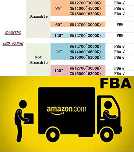 Baoming Par56 Led Bulb Daylight (6000~6500K) 24°Deg Accent Lighting Replace Standard 300 Watt Par 56 Halogen Light 28W Ac/120V Base: Gx16D Mogul End Prong #TOP6