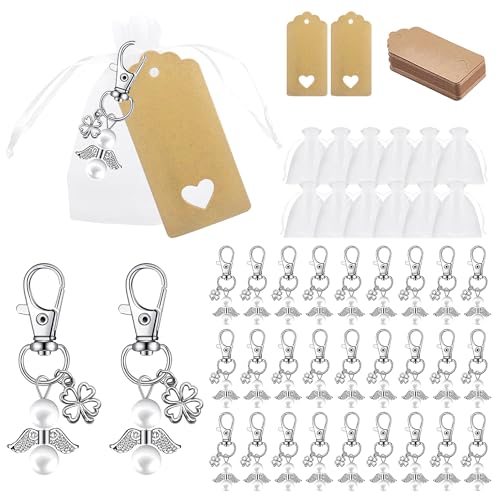 30 Stück Schutzengel Schlüsselanhänger mit Kraftpapier Anhänger...