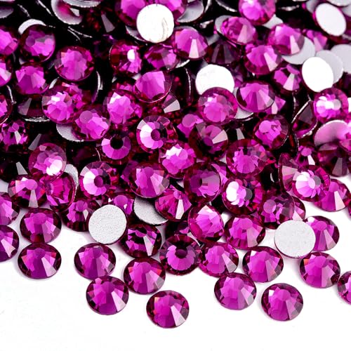 Image of 1440pcs Flat Back Rhinestones Round Gems for Nail Art and Craft Glue Fix,Crystal Stone Beads Bedazzling gems for Crafting 0.18 inch 4.8mm SS20 Fuchisia