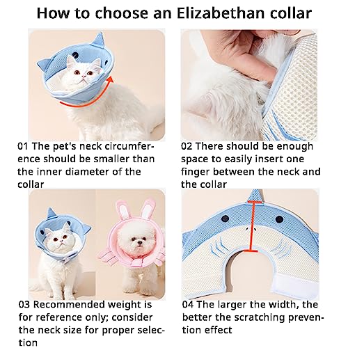 Image of MANON ROSA Cat Cone E-Collar: Soft After Surgery Elizabethan Collar Adjustable Cute Animal Design for Dogs Cats Puppies Kittens Rabbits Bunnies Prevents Licking (Crab,L)