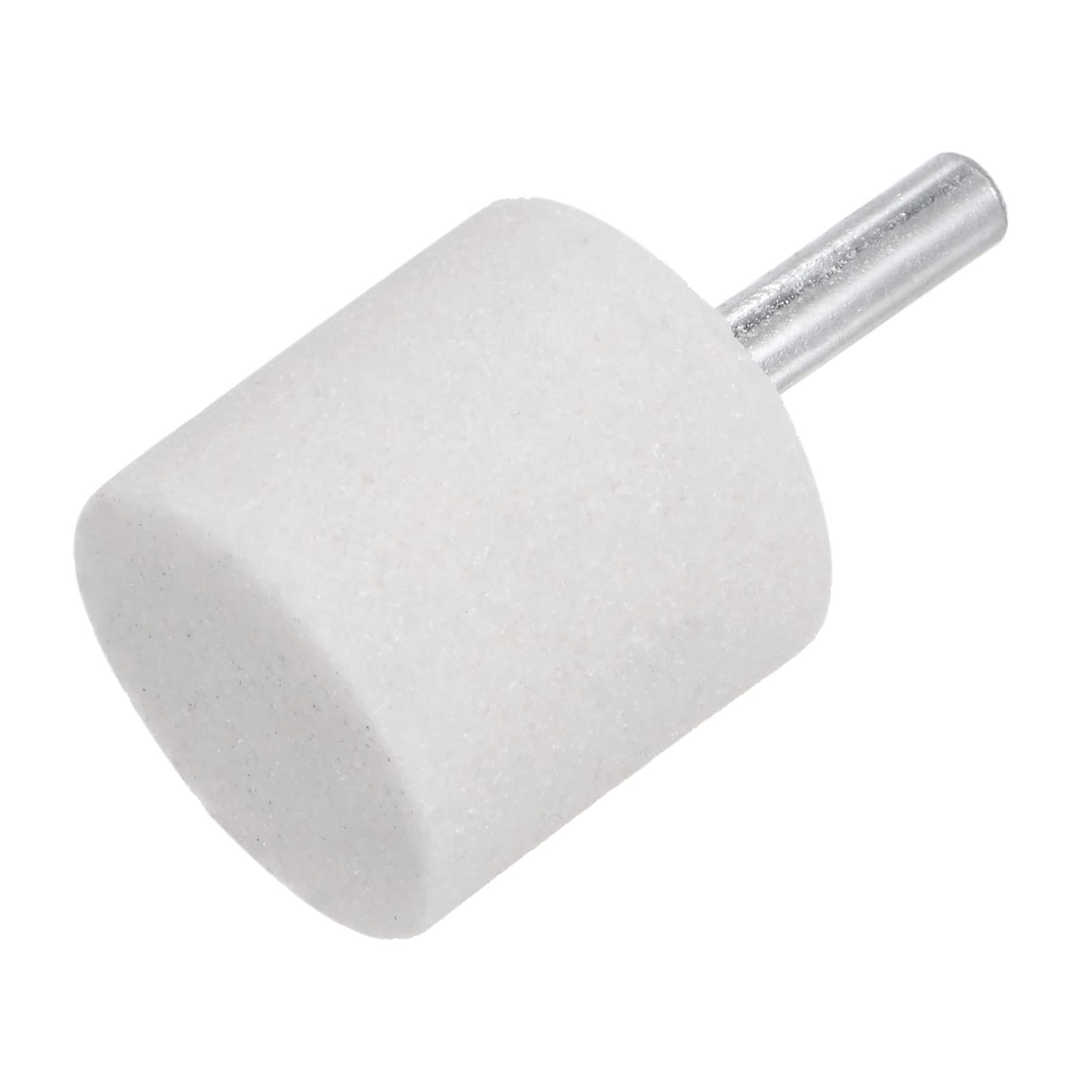 Mèches de polissage pierre montées sur abrasif cylindrique, tige 1/4", diamètre 0,63", meule en corindon blanc, outil rotatif for ébavurage et, 15 pièces (28 mm)